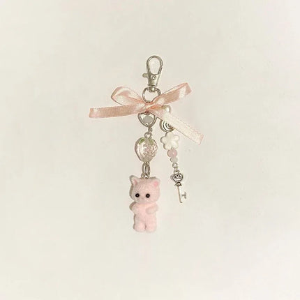 handmade furry cats Matching keychains kitten y2k women fashion