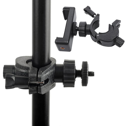 1Set SLR Camera Phone Holder For Circular Lamp Tripod Phone Live Streaming Bracket Automatic Clamping 360 ° Rotating Bracket