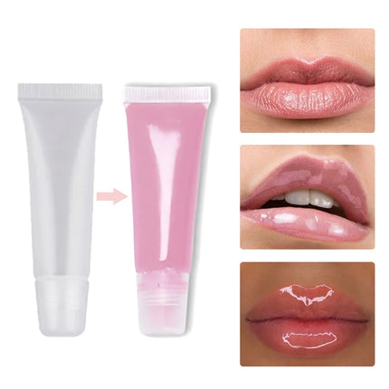 12-200pcs Empty 10ml Transparent Lip Gloss Squeeze Tube Mini Clear Cosmetic Soft Tubes Portable Travel Lip Gloss Containers