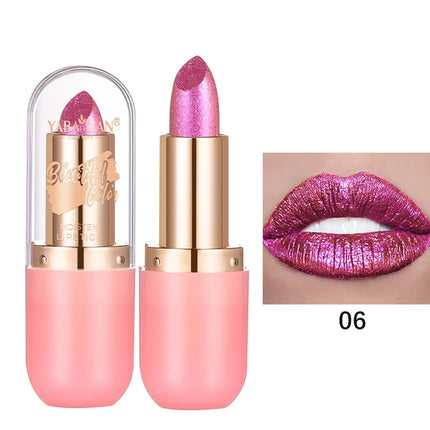 Chameleon Lipstick Color Changing Matte Glitter Diamond Lipstick Waterproof Pearl Shine Lip Gloss Sexy Makeup
