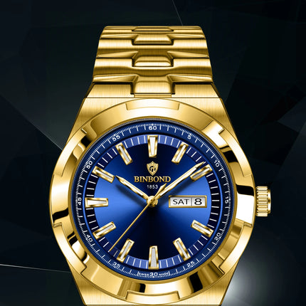 BINBOND New Luxury Quartz Men's Wristwatch Sport Men Watches Waterproof Luminous Date Week Stainless Steel Men's Watch Male Reloj