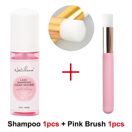 NATUHANA 60ml Gentle Lash Cleansing Mousse No Irritation Eyelash Shampoo for Extensions Grafting Makeup Remover Glue Cleanser