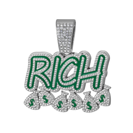 Hip Hop Men Women Become Rich Money Bag Pendant Necklace，With 13mm Miami Cuban Link Chain Necklaces Trendy Dollar Sign Neck Wear