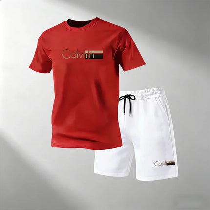 2026 Summer Men's Streetwear 2 Piece Set O-Neck T-Shirt+Sports Shorts Quick Dry Fitness Gym Running Suit Hot Sale Fashion Casual