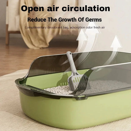 Kitty Sandbox Cat Litter Box Semi-enclosed Splashproof Cat Tray Cat Toilet Cleaning Basin Supplies Pet Toilet Kitten Tray Bedpan