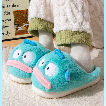 Hangyodon Anime Cartoon Peripheral Cotton Slipper Winter Home Cute Thick Bottom Warm Plush Cotton Outdoor Cute Couple Shoes Gift