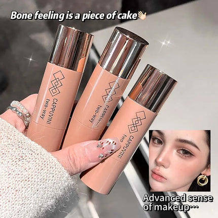 Cappuvini Natural 3D Contouring Stick with Smudge Brush Moisturizing Silky Matte Brown for Nose Shadow Makeup Contour