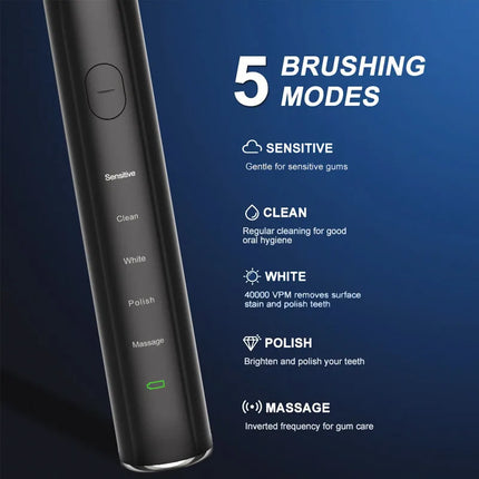 Sonic Electric Toothbrushes for Adult Kid Smart Timer Whitening Toothbrush IPX7 Waterproof 8 Replaceable Heads Set