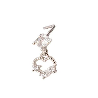 20G Surgical Steel Nose Rings for women Cross Nose Piercing Jewelry Body Jewelry Shiny CZ Cross Dangle L Shape Nose Studs