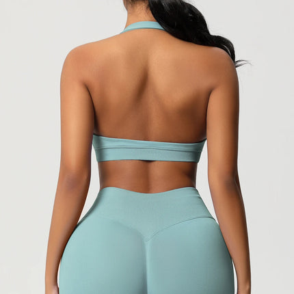 Women Sports Bra Seamless Halter Clothes Push-up Vest Brassiere Gym Top Backless Fitness Yoga Workout Running Underwear