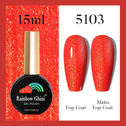 Rainbow Ghini 37Color Base Coat TPO/HEMA Free 15ml Fine Glitter Gel Polish For Manicure Nails Semipermanent Art Nail Supplies