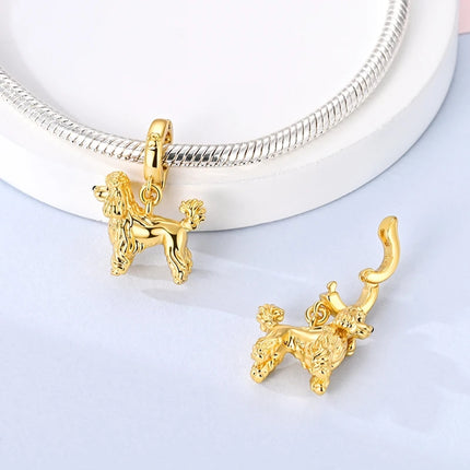Hot Sale 925 Sterling Silver Dog Paw Print Fixed Clip & Shepherd Dog Dangle Charm Fits Bracelet Beloved Pet Pendant Gifts