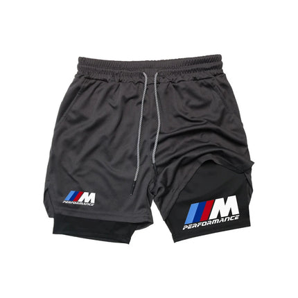 New BMW-style 2-in-1 double-layer men's sports shorts, suitable for fitness, jogging, training, and other sports occasions, high