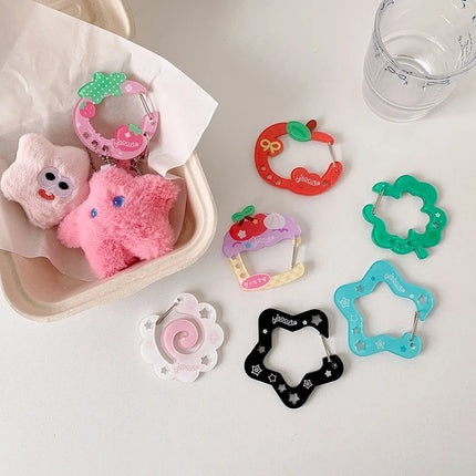 Ins Style Cute Acrylic Cartoon Keychain Holder Korea Kawaii Fruit Cupcake Star Shaped Decor for Bag Pendant Hook Key Hanging