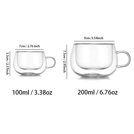 YWDL 100/200ml Double Walled Glass Coffee Cup Set Clear Espresso Cups With Handle Heat-resisting Glass Cup For Milk Latte Tea