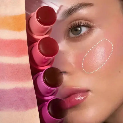 Jelly blush lip gloss stick for lazy people to contour, even skin tone, brighten and color, easy to apply for both lips and face