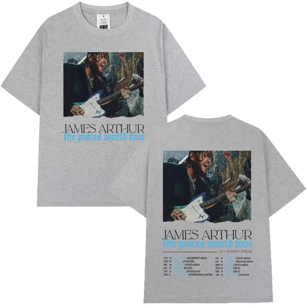 2026 Summer James Arthur Pisces World Tour Pattern T-shirt Summer Men's Hip Hop Retro Cotton Loose Casual Street Y2K T-shirt
