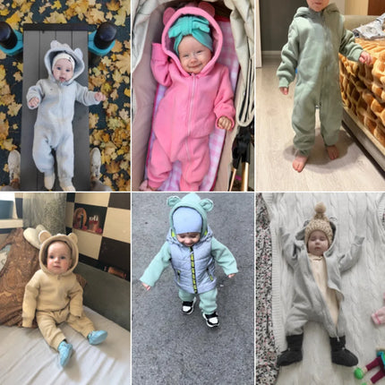 New Bodysuit For Newborn Rompers Baby Boys Girls Clothes Long Sleeve Solid Hoodies Bear Jumpsuit Costume Infant Onesies 3M-24M