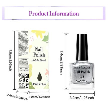 8ml Metallic Nail Polish Mirror Effect Fast Drying Long-Lasting Nail Art Polish DIY No Lamp Cure Manicure Nail Supplies