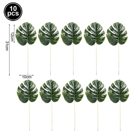 Artificial Tropical Palm Leaves Hibiscus Flower for Beach Table Decor Hawaiian Luau Wedding Jungle Safari Birth Party Decoration