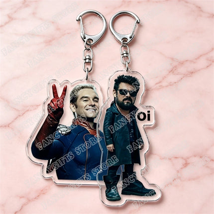 Popular TV Show Keychains Homelander Billy Butcher Starlight Vought Key Chain Ring for Bag Superhero Keyring Jewelry Fans Gifts