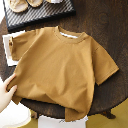 Summer Solid Children Cotton Casual Short Sleeve White Red Black T-shirts Girls Baby Clothes Kids Boys Toddler High-quality Tops