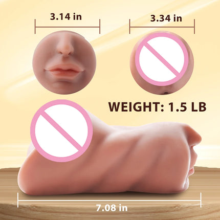 3 in 1 Pocket Pussy Male Masturbator Sex Toys for Men 3D Textured Sex Doll with Sexy Mouth Realistic Vagina Tight Anus Mens 18+