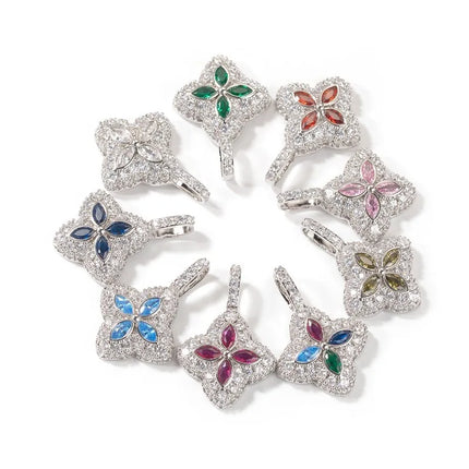 Colorful Flower Zircon Necklace Multi-Color Zirconia Necklace Floral Inifinity Chain Rope Chain Jewelry Jewelry For Women Gifts