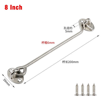 Stainless Steel Heavy Duty Privacy Hook and Eye Latch Lock with Screws Black Silver Barn Door Easy Locks Gate Latch Window Wind