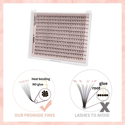 360/600 Bouquet Eyelashes L curl M curl Premade Volume Fans XL Tray Pre Made Pointy Base Lash Fans Prefacts Eyelash Extensions