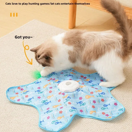 Cat Toys Interactive Hide and Seek Cat Toy with Mouse Cat Hunting Cover Sound Intelligent Toy Concealed Feathers Cat Teaser Toy
