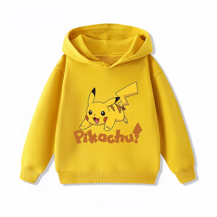 New Arrival Pikachu Print Kids Hoodie, Unisex Boys Girls Clothes, Warm Hooded Sweatshirt for Autumn Winter