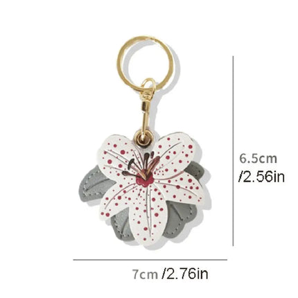 Fashion Cartoon Flower Keychain PU Leather Access Control Card Holder Bag Pendant Ornament Multicolor Bag Hanging Men