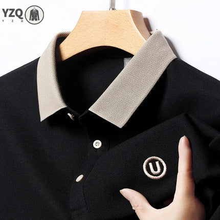 2024 Men's New Embroidered Cotton Business Casual Short Sleeve POLO Shirt Fashion Short Sleeve Comfortable and Breathable Top