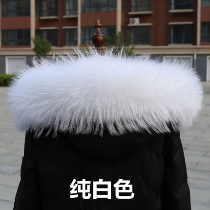 Natural Real Raccoon Fur Collar winter women Down Coat Hood Decor Fur Trim Warmer Fur Scarf Ladies Genuine Luxury Shawls