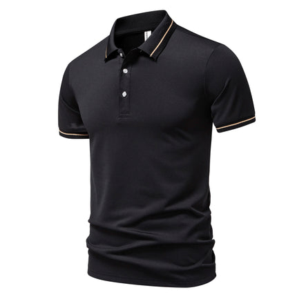 2025 New Men's Short Sleeve Solid Color Polo Shirt Breathable Comfortable Elastic Top New Arrivals Casual Business Style