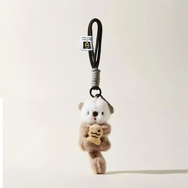 Creativity Otter Pendant Keychain Cute Plush Doll Bag Charm Cartoon Little Fish Hanging Piece Chic Accessories Gift C24