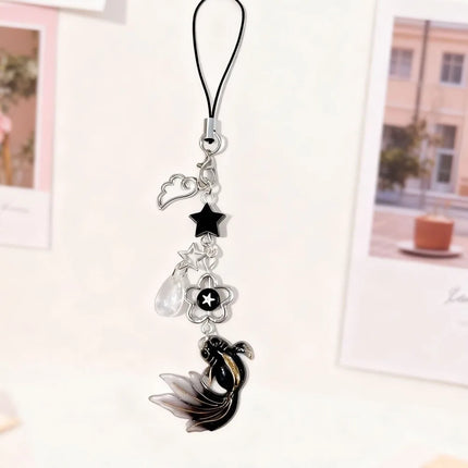 Plastic Lucky Koi Phone Pendant Crystal Beads Unique Mobile Phone Chain Simulation Fish Lightweight Beaded Keyring School