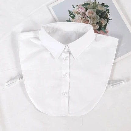 Women's Spring Fall Cotton White Vertical Small Lapel Versatile Shirt Jumper Fashion Fake Collars Clothing Accessories