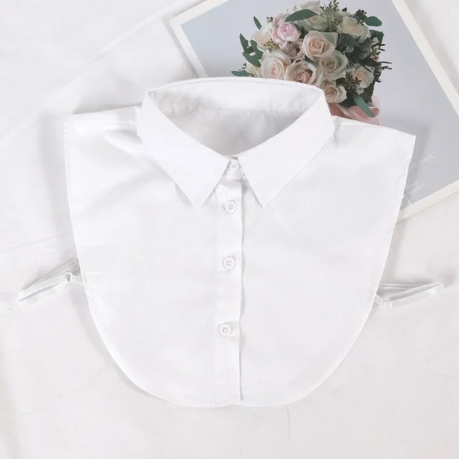 Women's Spring Fall Cotton White Vertical Small Lapel Versatile Shirt Jumper Fashion Fake Collars Clothing Accessories