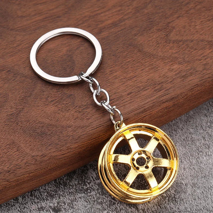 Creative Gear Head Keychain Speed Gearbox Keyring For Car Key Turbo Hub Brake Disc Pendant Shock Absorber Keys Holder Chain Ring