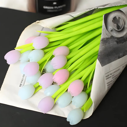 10Pcs/Lot Cute Tulip Color Changing Silicone Neutral Pen 0.5MM Black Ink Gel Pens  Kawaii Flower Pen School Office Stationery