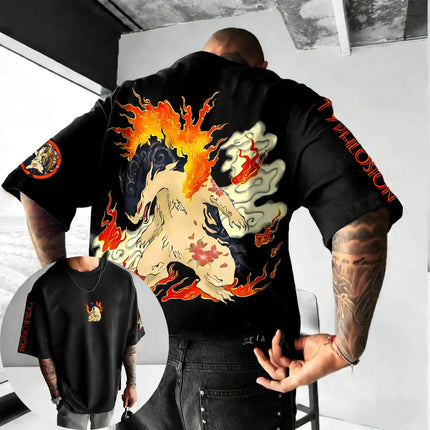 Pokemon  Anime Typhlosion Creative Print Pure Cotton Unisex T-shirt Summer New Harajuku Loose Casual Y2K Parent-child Top