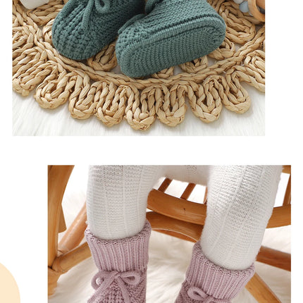 Baby Booties Knitted 0-12m Soft Soled Anti-Slip Newborn Boys Girls First Walkers Shoes Infant Toddler Unisex Sock Boot Kids Crib
