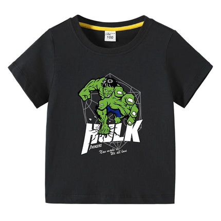 Marvel Hulk Cartoon Anime Printing Boy Clothing Tops Summer Fashion Children's T-Shirt Parent-Child Cotton T-shirt Women Men Top