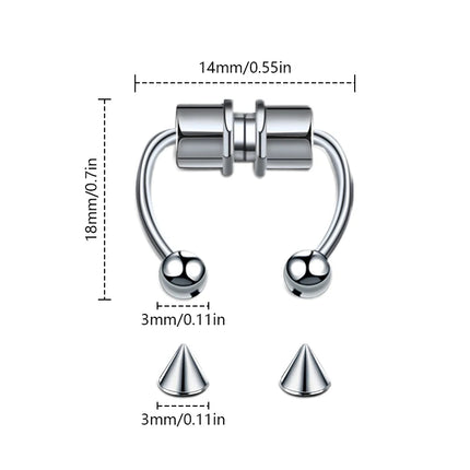5pcs Stainless Steel Magnet Fake Nose Ring Hoop Fake Piercing Hoop Septum Rings For Women Fashion Gothic Rock Body Jewelry Gifts