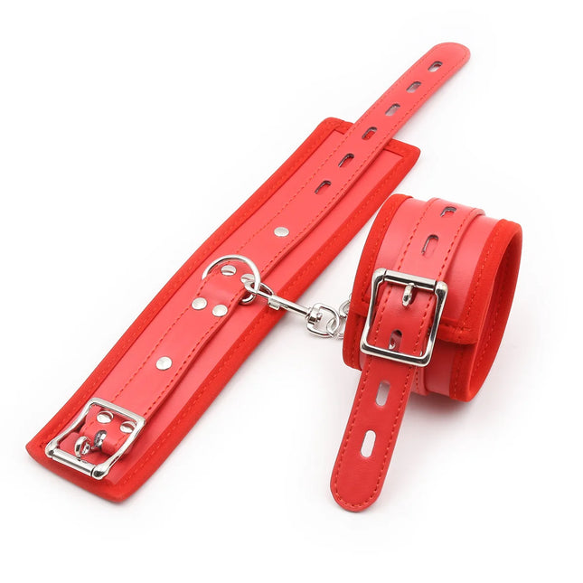 PU Leather Soft Hand Cuffs Ankle Wristcuff Restraint Lockable Buckle Bondage Lockable Shackle Sex Toy for Men Women Adult Toys