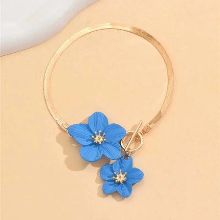 Fashion Cherry Blossom Charm Anklets for Women Summer Beach Accessories Gold Color Chain Anklet Leg Bracelets Wedding Gift