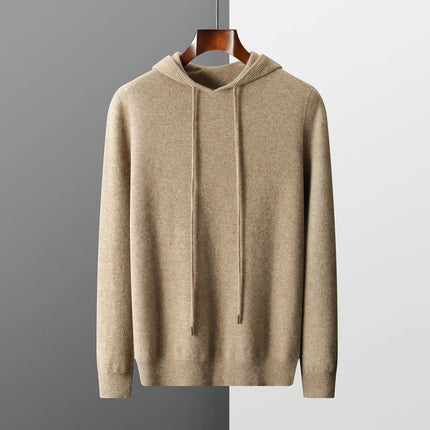 DjzDsm 100% Merino Wool Men's One-piece ready-to-wear Hoodie Knitted Sweatshirt Autumn Winter Casual Large Top Long Sleeved