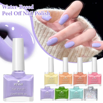 8pcs/set 15ml Water-Based Nail Polish Long Lasting Quick Drying No Need of Lamp to Cure Nail Supplies Vernis for Nails Manicure